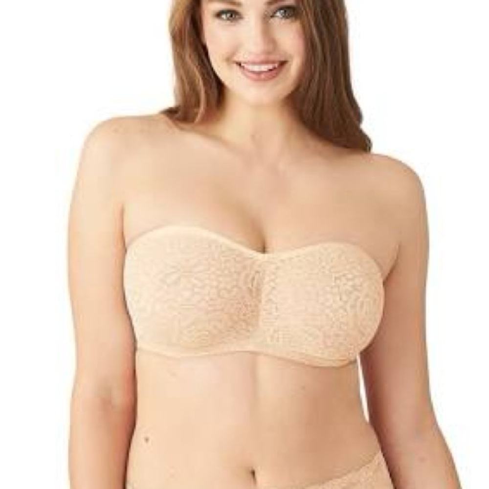 Wacoal Cream Lace Bandeau Intimates Strapless Bra 36DD
